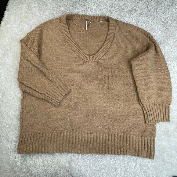 Free People Brookside Tunic Sweater Desert Camel Brown Oversized - Picture 2 of 10